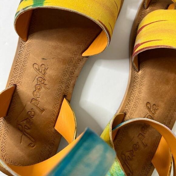 Free People Sun Peaks Leather Sandals Yellow Combo Sz 38 - Picture 5 of 11